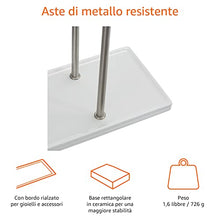 Amazon Basics - Supporto doppio per asciugamani e accessori, a T, nickel e bianco - 1005573-670-A60