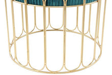 One Couture Sgabello, Poliestere, Petrolio/Oro, 40cm x 40cm x 39cm