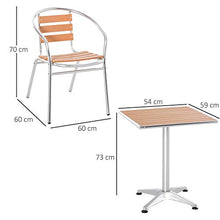 giordano shop Set Tavolo e 2 Sedie da Giardino in Alluminio Effetto Legno