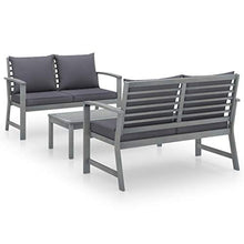 SKM Set Divani da Giardino 3 pz con Cuscini in Legno Acacia Grigio