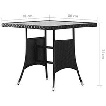 FAMIROSA Tavolo da Giardino Nero 80x80x74 cm in Polyrattan