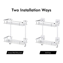 Umi. Essentials 2-Tier Bathroom Shelf No Drill Shower Caddy Organizer Aluminum Rectangle Wall Mount Anodized, A4028BDF