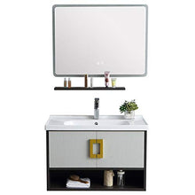 JIAGU Bagno Vanity Home Mirror Armadio Bagno Cabinet Set Balcone Mobile Bagno Vanity Ceramica (Color : Gray, Size : 48x81x53cm)