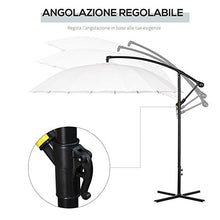 Outsunny Ombrellone Decentrato da Giardino Φ296cm, Ombrellone a Braccio per Esterni Bianco Crema con Base a Croce