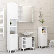 Armadio da bagno, 30 x 30 x 95 cm, colore: bianco lucido