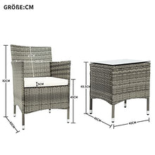 Belissy Set di mobili da giardino in rattan sintetico, poltrone da giardino moderne, mobili da balcone, set da 2 persone, 1 tavolo e 2 poltrone, set per balcone e terrazzo (rattan grigio)