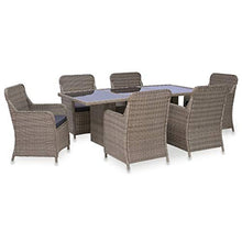 SKM Set da Pranzo da Giardino 7 pz in Polyrattan Marrone-7796