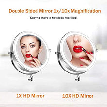 WZDD Specchio per Trucco LED Illuminato con Ingrandimento 1x / 10X Specchio da Trucco, Specchio Cosmetico per Il Bagno, 360° Girevole E Rotondo