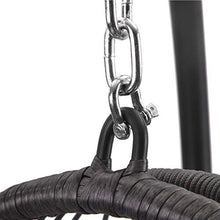 TBDLG Sedia Pensile con Kit per Appendere, Cuscino e Cuscino, Sedia Sospesa a Goccia in Vimini per Interni/Esterni, Sedia Sospesa in Vimini con Uovo in Rattan (Nera)