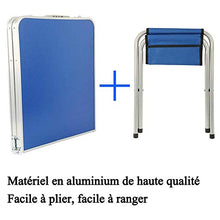 Rund Kit DE Table ET 4 Chaises Planbles Multiware - Portable - pour Extérieur: Piquet-Nique, Jardin, Dîner, Camping - Bleu