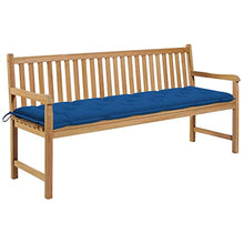 vidaXL Panca da Giardino con Cuscino Blu 175 cm in Massello di Teak