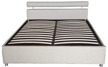 Gstore Letto Matrimoniale Contenitore in Ecopelle Moderno [JB11] (Bianco, Ecopelle)