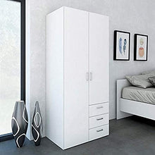 Esidra, Armadio Bianco con 3 cassetti, 78x49x175cm