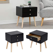 Comodino con 2 Cassetti, Armadietto Notte Cassettiera Realizzato in MDF, tavolino d'appoggio, Set 2 Tavolino per Divano, Organizer per Camera da Letto Bagno (Nero)