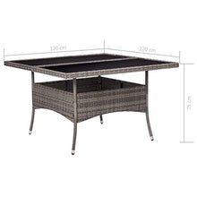 FAMIROSA Tavolo da Pranzo per Giardino in Polyrattan Grigio e Vetro-6190