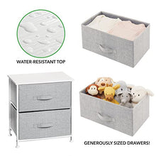 mDesign comodino in tessuto con due cassetti – Ottimo per le vostre camere da letto! – Colore: grigio