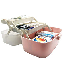 Scatola per medicine, scatola di pronto soccorso, scatola portatile per medicine, scatola organizer, pieghevole a 3 strati, grande capacità, per la casa, per esterni (blu)