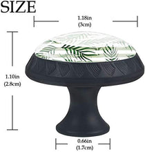 Foglie tropicali bianco verde a strisce Pomelli per Porta Set di 4 Pomelli per Mobili Manopole per Cassetti Cucina Armadio Vetro