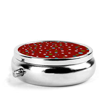 Holiday Dots - Contenitore rotondo per pillole con 3 scomparti, in metallo, per medicina e vitamine, per viaggi all'aperto