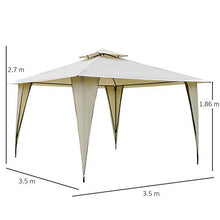 Gazebo da Giardino 3,5x3,5x2,7m in Metallo Doppio Tettuccio Beige