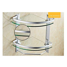 AGGF Towel Rail Double Layer Glass Shelf Corner Shelf Aluminum Bathroom Storage Rack Bathroom Wall-Mounted Bathroom Shelf Easy To Install AW I-12