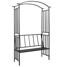 SKM Arco da Giardino con Panca Nero 114x45x205 cm in Ferro