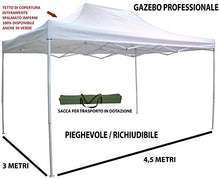 GrecoShop Gazebo Pieghevole Impermeabile in Alluminio 3x4,5m per Giardino/mercatini/fiere - MOD. Bianco - 4358