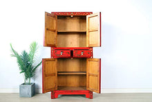 Yajutang - Cassettiera cinese in legno massiccio, colore: Rosso