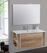 mazzoni Mobile da Bagno Sospeso 100cm Gold Noce Chiaro Frassinato