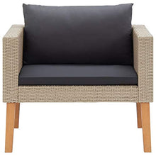 Tidyard Set 4 Pezzi Salotto da Esterno con 2 Divani 1 Tavolino 2 Poltrone in Polyrattan,Mobili da Giardino in Rattan,Divano 3 Posti,Beige
