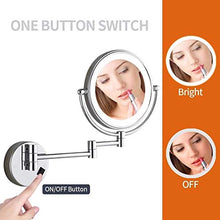 WZDD Specchio Ingranditore da Parete con Luce LED, Specchio per Trucco Ingrandimento X10 Doppio Lato Estensibile Specchio Cosmetico - USB Ricaricabile