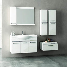 Homemania ALA-761 Set Mobili Alia 100 da Bagno, Bianco, Cromo, in MDF, Ceramica, Specchio, Metallo
