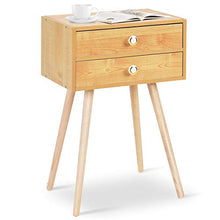 Goplus Comodino con Cassetto in Legno Design Moderno per Camera da Letto (con 2 cassetti)
