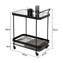 Carrello/Auto da Pranzo in Ferro battuto, Portatile Multifunzione, Carrello da tè Mobile Domestico, credenza Semplice, Nero (60 * 37 * 76cm)