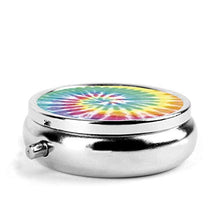 Tye Dye Art - Contenitore rotondo per pillole a 3 scomparti, in metallo, per medicina e vitamina