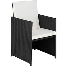 Chicreat Set pieghevole in polyrattan, 2 Sedie e 1 Tavolo con ripiano in vetro, include cuscini per seduta e schienale
