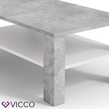 Vicco Tavolino da divano Tavolino da salotto Cemento Bianco con ripiano