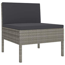 SKM Set Divani da Giardino 6 pz con Cuscini in Polyrattan Grigio (39kg) Grigio-6984