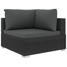 Festnight Set Divani da Giardino in Polyrattan, Set di Mobili da Giardino, Set Divano Esterno con Cuscini Nero 6 pz