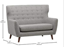 Marchio Amazon - Rivet, divanetto trapuntato modello Hawthorne, stile mid-century moderno, larghezza 145 cm, colore argento