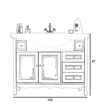 Base con lavabo in ceramica arredo bagno avorio decape' decapato 105 cm