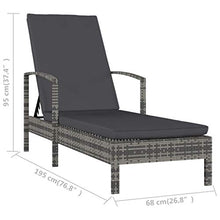 vidaXL Lettino Prendisole con Braccioli e Cuscini Regolabile Leggero Robusto Elegante Sedia a Sdraio Spiaggia Giardino in Polyrattan e Acciaio Grigio