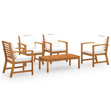 FAMIROSA Set Divani da Giardino 5 pz con Cuscini in Massello di Acacia-7790