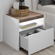 NOUVOMEUBLE - Comodino a LED bianco e colore noce scuro Delfino (confezione da 2)