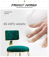 Yxsd - Sgabello da bar alla moda, stile contemporaneo, con schienale e schienale in stile moderno, altezza per bancone da cucina per pub, cuscino in velluto (colore: verde, dimensioni: 45 cm)