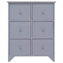 E E-NICES Armadietto con 6 Cassetti Grigio 60x30x75cm Legno di Paulownia