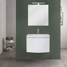 OrionShop Mobile Bagno Sospeso KAHINA da 60cm Bianco Opaco con Lavabo Specchio e Lampada LED Inclusi