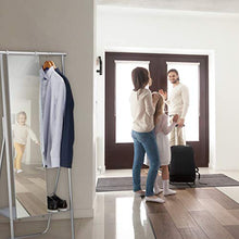 Relaxdays 10022580 Appendiabiti Metallo con Specchio Intero Asta Attaccapanni & Ripiano HLP 156,5x64,5x39 cm, Argento