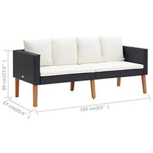 vidaXL Divano da Giardino a 2 Posti con Cuscini Sofà Dormeuse Chaise Longue Poltrona Divanetto Canapè Arredo Salotto Esterno in Polyrattan Nero - Arredi Casa