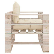 FAMIROSA Divano da Giardino in Pallet con Cuscini Crema in Legno di Pino